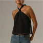 Summer Women Halter Neck Sleeveless Tank Sexy Open Back Tie Knot Backless Top Vest Elegant Swiss Dot Casual Streetwear