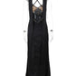 Halter V Neck Sexy Maxi Dress Women Fashion Hollow Out Spaghetti Strap Sleeveless Backless Bodycon Elegant Long Dress