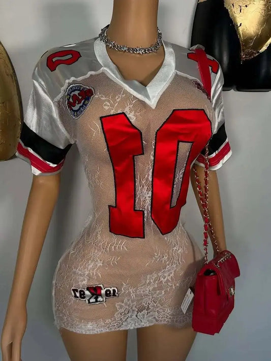 Jacquard Digital Print Sexy See Through Mini Dress Women Lace Patchwork Stretch Coquette Party Club Trend Mini Bodycon