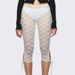 Lace Capri Leggings for Women Y2k Mesh See Through Pants Fairycore Floral Lace Tights Pants for Daily Streetwear