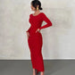 Pleated Open Back Long Sleeve Maxi Dress for Birthday Women Black White Elegant Evening Gown Party Dresses