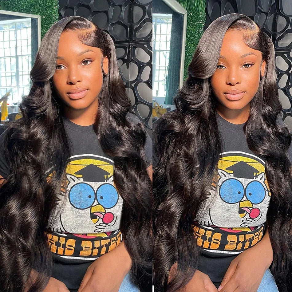 220 Density Body Wave 13x6 13x4 HD Transparent Lace Frontal Pre Plucked Human Hair Wig For Black Women
