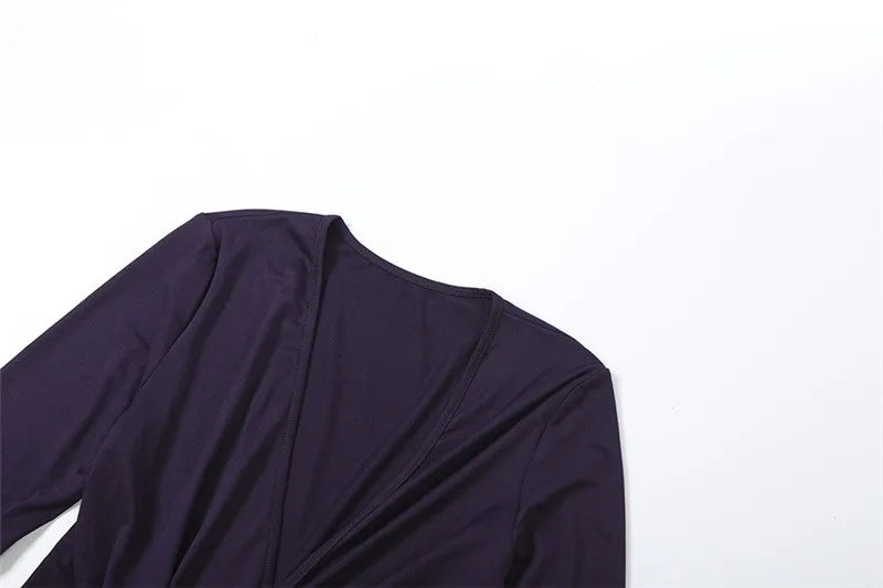 Elegant Deep V Neck Patchwork Spit Maxi Dress Long Sleeve Party Dresses Fashion Clothing Woman