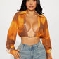 Button-Up Sexy Crop Top Women's Fall 2024 Polo Collar Trendy Skinny Cut-Out Stretch Wild Streetwear Cardigan T-Shirt