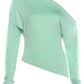 Look Slimmer Casual Simple T-Shirts Woman Autumn Trend Skew Collar Backless Shape Waist High Street Versatile Style Tees