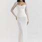 Elegant Sheer Long Sleeve Sexy Maxi Dress For Women Fashion Mesh Strapless Backless Club Party Sexy Long Dress New