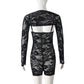 Jacquard Lace Black 2 Piece Sets Women Sexy Long Sleeve Shawl+ Spaghetti Strap Playsuits Match Coquette Midnigh Clubwear