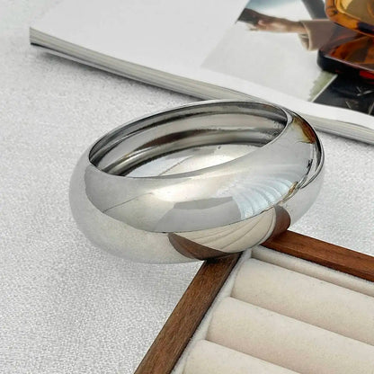 Women's Punk Geometry Exaggerated Glossy Big round Wide Stackable Chunky Bangle Bracelet Fashion Party Jewelry Accessory