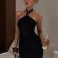 Lace Up Backless Halter Mini Dresses Sexy Clothes Woman Summer Black Dress Club Outfits