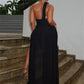 Sexy Maxi Dress Women Backless Sleeveless Asymmetrical Collar High Slit Tassel Midnight Banquet Fashion Skinny Vestidos
