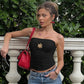 Hardwear Detail Ruched Tube Top Street Fashion Y2k Tanks Sexy Backless Crop Tops for Woman Summer Clothes