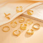 11Pcs/Set Classic Glossy Water Drop Open Rings for Women New Trend Vintage Irregular Finger Rings Daily Jewelry Gift