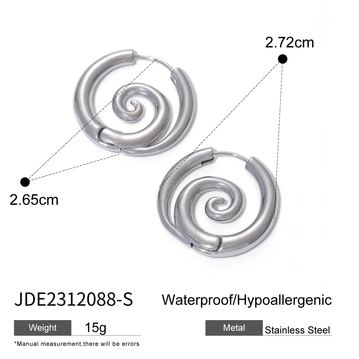 Exquisite Stainless Steel Spiral Hoop Earrings Unusual Anti Allergic Waterproof Metal Gold Color Jewelry Party Gift