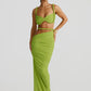 2 Piece Set Twisted Hollowed Out Crop Top and Long Skirt Vacation Outfits Women Summer Beach Party Dress