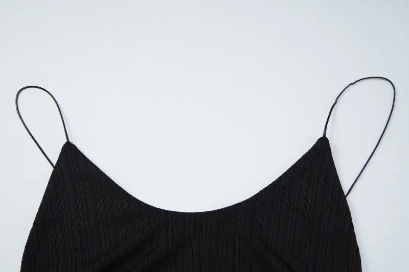 Open Back Spaghetti-strap Maxi Dress Elegant Sexy Women's Summer Dresses Black Gown Vacation Outfits