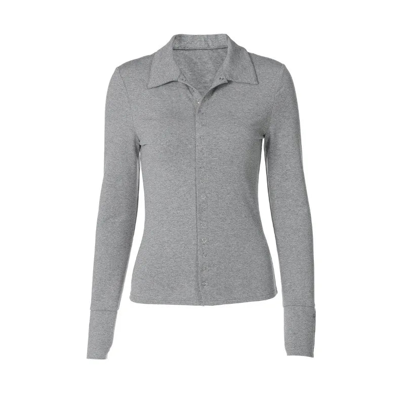 Button Up Cardigan Long Sleeve Tops for Woman Clothes Autumn 2025 Solid Color Knitted Tshirts
