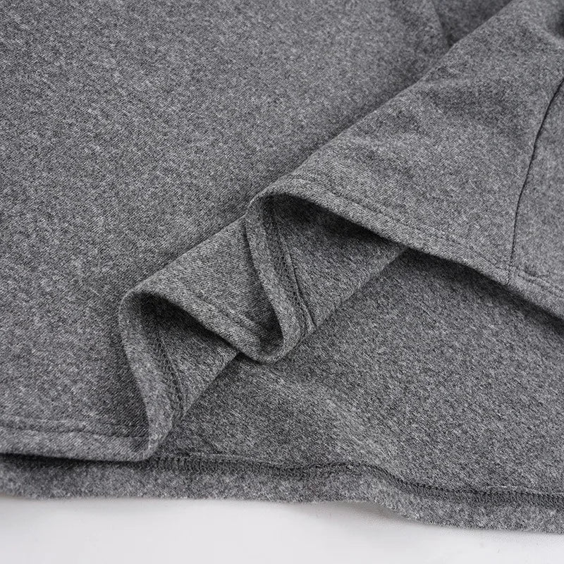 Gray Long Sleeve V Neck Maxi Dress with Asymmetric Handkerchief Hem Elegant Fall Winter Dresses for Woman