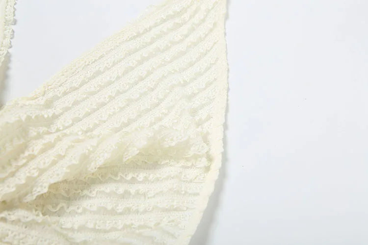 Ruffles Patchwork Dress Women Y2K Halter Swing Collar Sexy Backless Sleeveless Side Shirring Ruched Elegant Vestidos