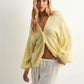 Women's Solid Color Knit Cardigan Autumn V-Neck Fuzzy Long Sleeve Button Front Closure Sweaters Winter Casual Knitwear