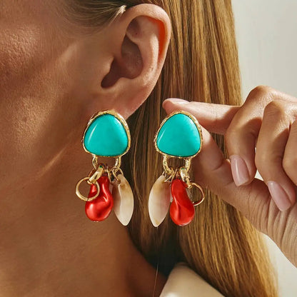 Fashion Vintage Irregular Acrylic Pendant Earrings For Women Y2K Boho Creative Geometric Tassel Earrings Party Jewelry New