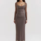 Elegant Sheer Long Sleeve Sexy Maxi Dress For Women Fashion Mesh Strapless Backless Club Party Sexy Long Dress New