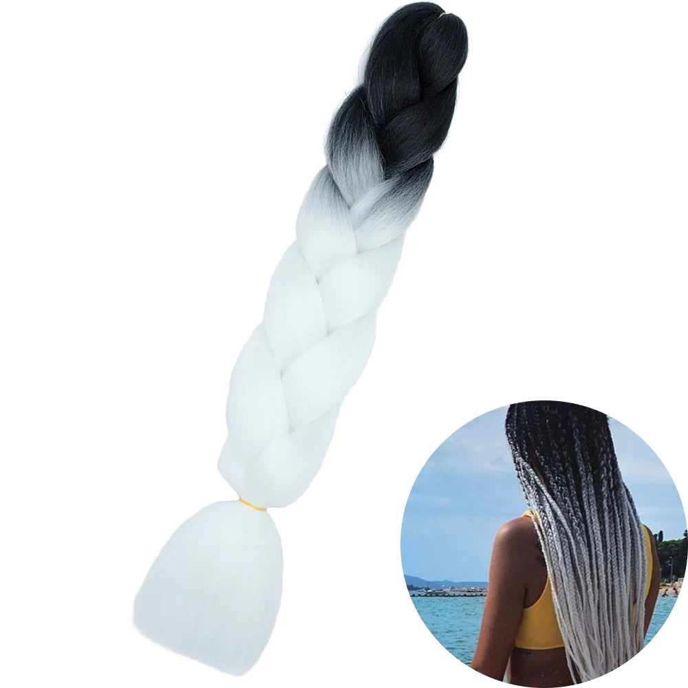 Synthetic Jumbo Braiding Hair Extension 24 Inch Heat Resistant Fiber In Bulk Ombre Jumbo Braids Hair For Black Women