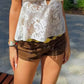 Y2K Faux Suede Lace Up Mini Shorts for Women Low Rise Drawstring Waist Side Lace Up Hot Pants Casual Summer Rave Party