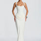 Elegant Backless Sexy Maxi Dress Women Gown Fashion Square Collar Sleeveless Skinny Ruched Club Party Long Dresses