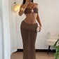 Two Piece Set See Through Lace Long Skirt Tube Top Beach Vacation Outfits Sexy Summer Clothes for Woman