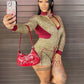 Casual Women 2 Piece Set  Tracksuit Leopard Print Patchwork Zip Crop Jacket+Shorts Sporty Stretch Streetwear Outfits