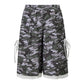 Women Bermuda Shorts Camo Plaid Print Elastic Waist Lace Trim Bow Decor Loose Baggy Knee Length Casual Street Shorts