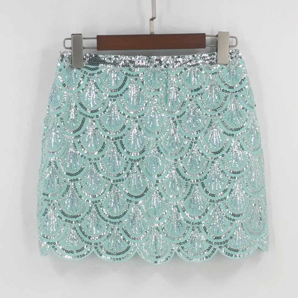 Sequined Skirts for Women Chic Casual Skirts Summer New Party Clubwear Fashion Female High Waist A-Line Skirts