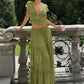 Elegant Chiffon Two Piece Set Women V Neck Short Sleeve Crop Top Maxi Skirt Matching Sets Female Club Party Dress Set