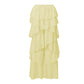 Tiered Ruffle Sheer Chiffon Wide Leg Pants Women Beach Bikini Cover Up Drawstring Waist Casual Vacation Trousers