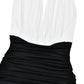Deep V Neck Backless Pleated Long Dresses Black and White Patchwork Sexy Party Dresses Woman Elegant