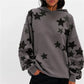 American Casual Oversized Star Patch Hoodie Women Vintage Loose Drop Shoulder Kangaroo Pocket Everyday Street Sweatshirt