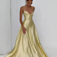 Satin Maxi Dress Women Low-Neck Sleeveless Skinny Folds Elegant Birthday Party Vacation Summer New Trend Vestidos