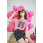 Cartoon Cat Print T-Shirt for Women, Cute Graphic Tee with Fun Text Detail, Casual Pink Summer Top for Daily Outfits