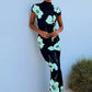 Casual Elegant Long Dress Woman Summer Trend Floral Print o-Neck Short Sleeve Vacation Basic Style High Waist Bodycon