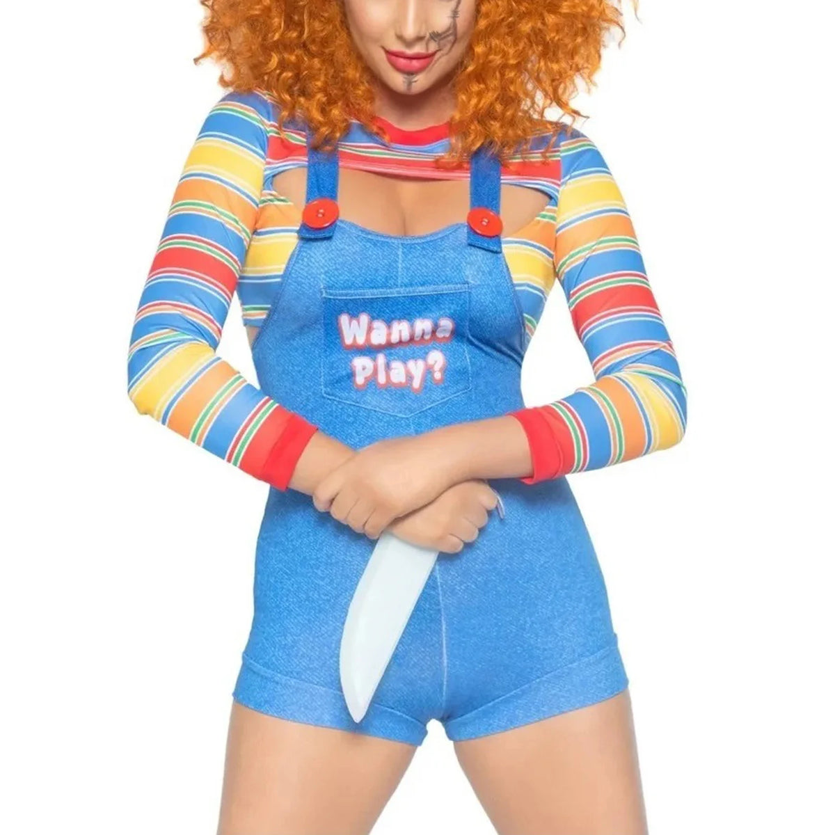 Halloween Costumes for Women Scary Nightmare Killer Doll Wanna Play Movie Character Bodysuit Chucky Doll Costume Set