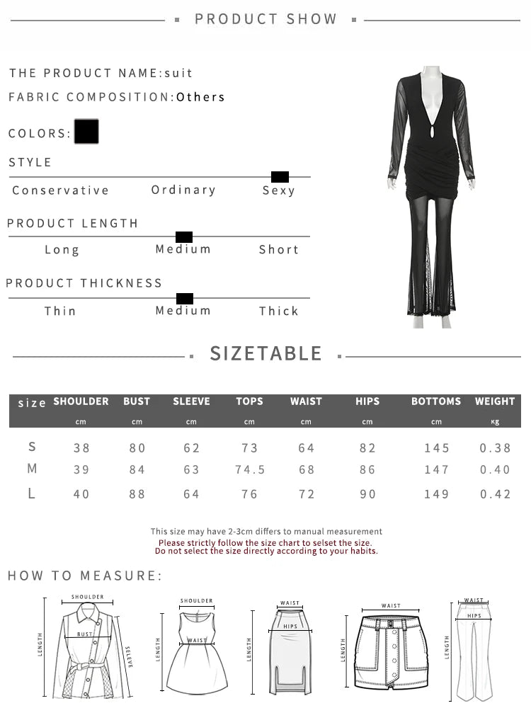 Peach Buttock Jumpsuits Women Patchwork Mesh Deep v-Neck Folds Flared Pant Leg Fit Sexy Fashion Midnight Classic Outfits
