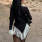 Hottie Lace Patchwork Bodysuit Women U-Neck Jacquard Ruffle Elegant Sexy Simple Fashion Stretch Slim Street Clubwear