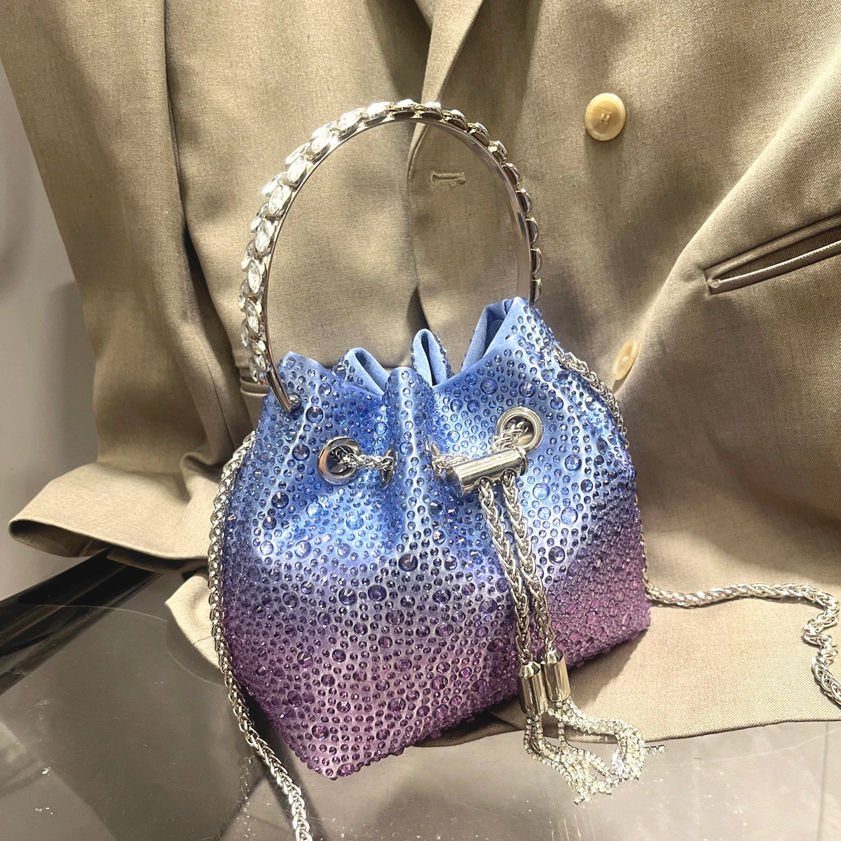 Rhinestones Evening clutch Bag Purses and handbag luxury Designer shoulder bag Shiny Crystal Clutch purse bucket bag