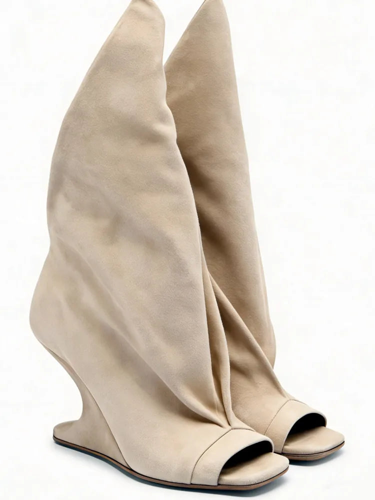 New Thick High Heel Open Toed Short Boots Fashion Alien Heel Fish Mouth Cool Boots Spring/Summer Women's Short Boots