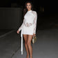 Sexy Lace Long Sleeve Mini Dress White Black Party Outfits Elegant Wedding Guest Dresses Woman Sheer Clothes
