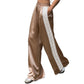 Women Satin Silk Lace Trim Pants Y2k High Street Elastic Waist Wide Leg Pj Lounge Boxer Bottoms Trendy Causal Trousers