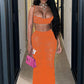 Jacquard Sexy 2 Piece Set Women Midnight Summer Trend Camisole+Skirts Stretch Hipster Nightclub Party Matching Suits