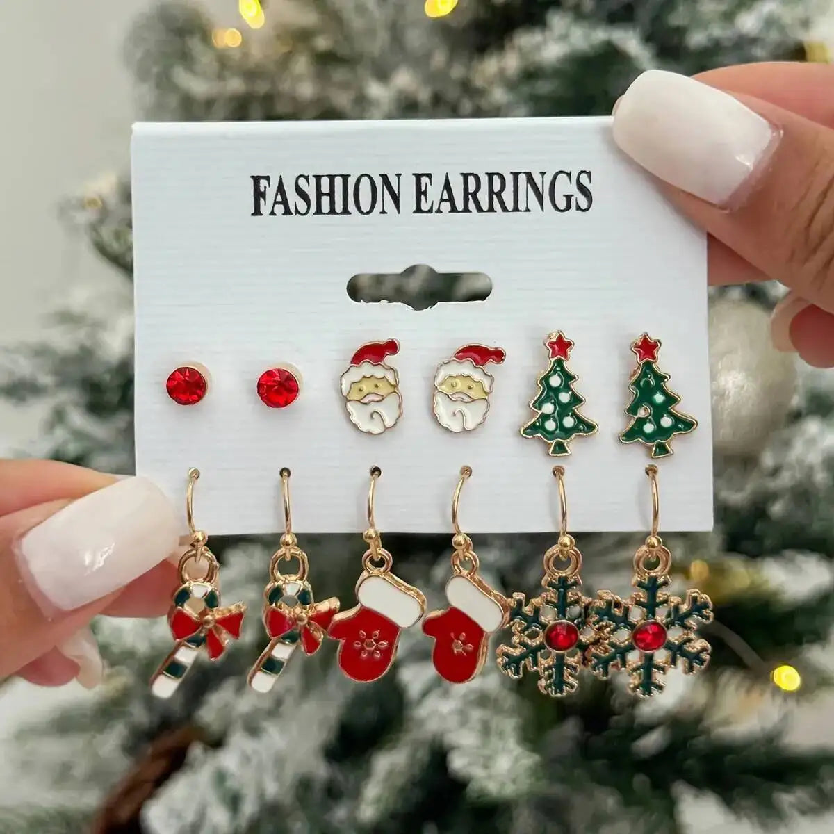 5 Styles Trendy Christmas Tree Deer Snowflake Santa Claus Earring Women New Year Party Festival Jewelry Gift 2026