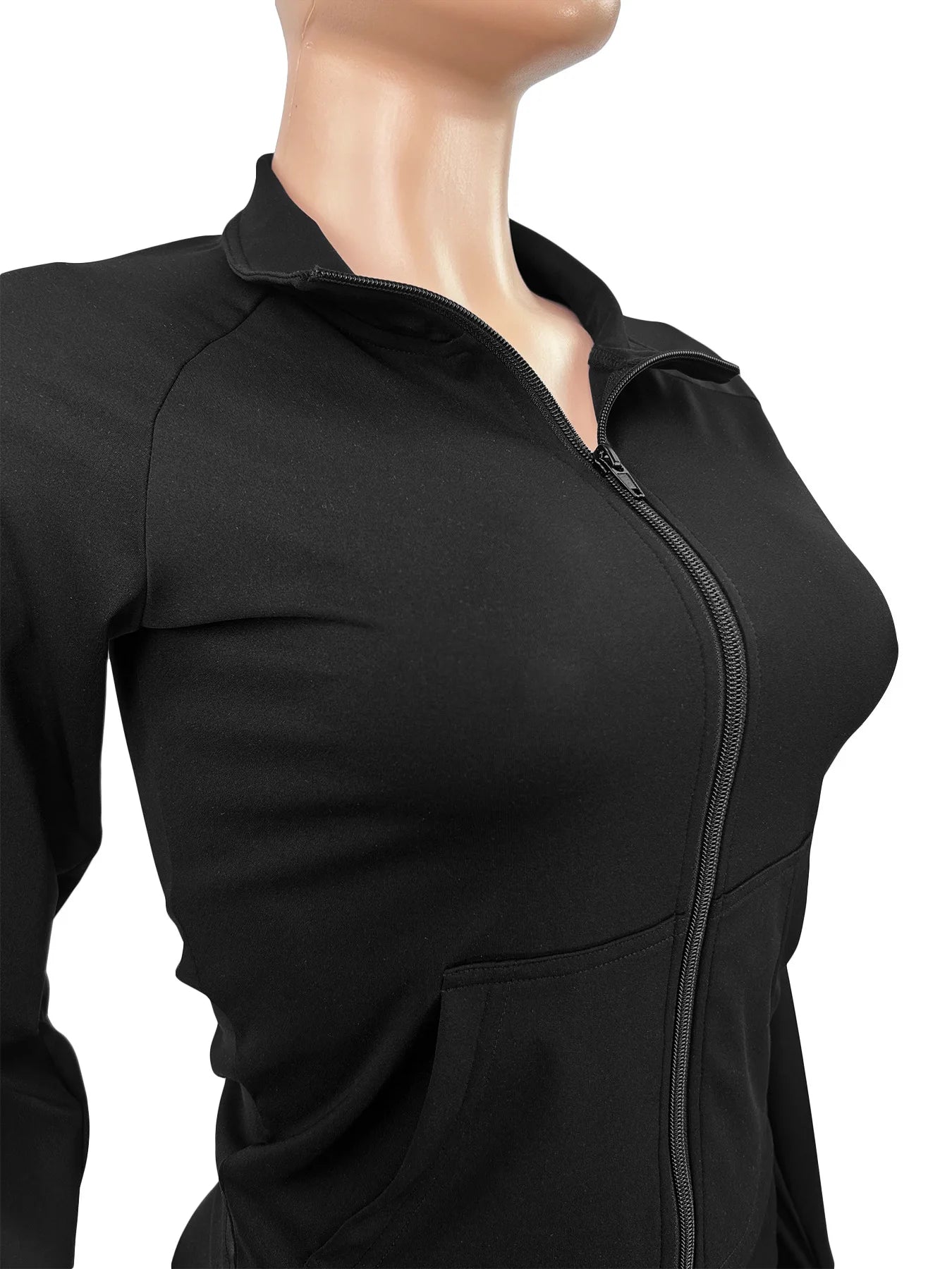 Casual Sexy Tracksuits 3-Piece Set Women Zip Pocket Jackets+Folded Waist Pants+Headband Matching Simple Sporty Outfits