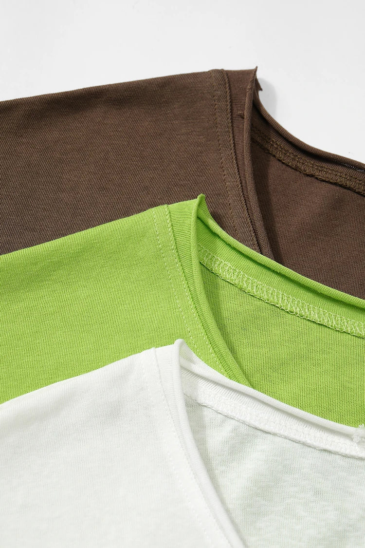 Women's V Neck Short Sleeve Tee with Hand Drawn Vegetable Print, Irregular Hem Loose T-shirt for Daily, Casual Soft Knit